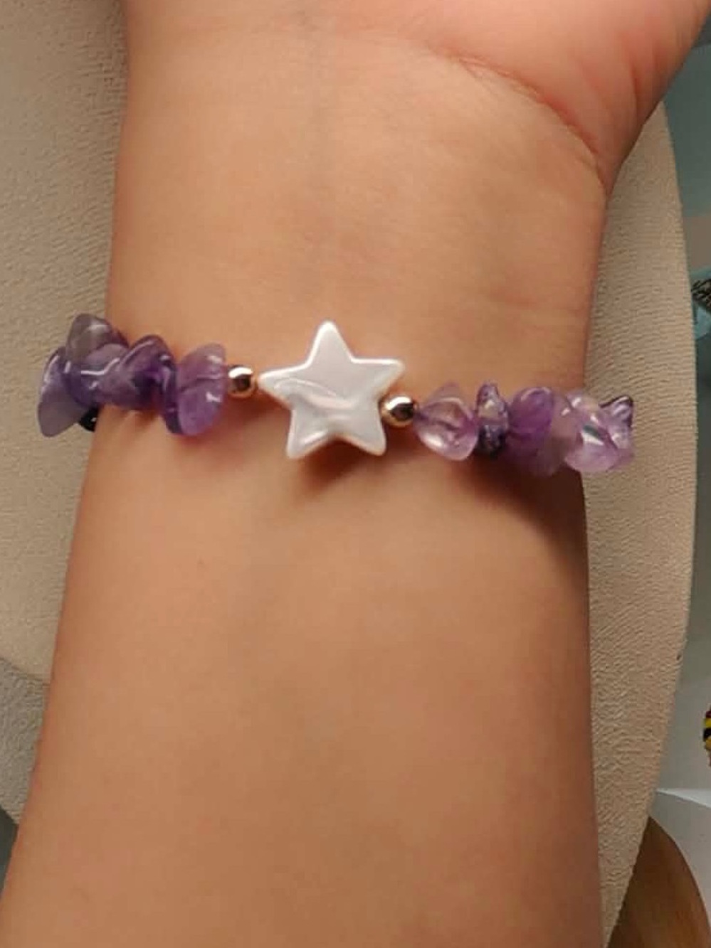 Nácar Star Center Amethyst Chip Bracelet - Purple